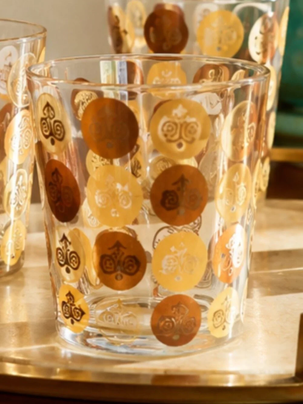 Vintage Cera Nova 22K Gold Owl Glasses Set 4 Mid Century Modern Barware MCM